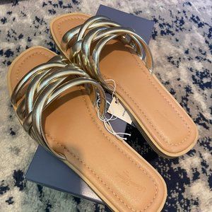 Gold Rian Flat Sandals - Size 10